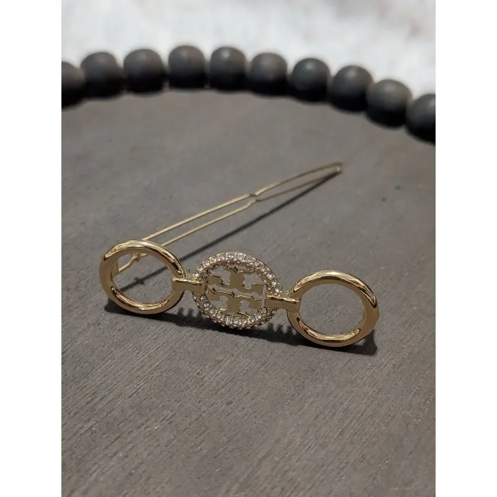 TORY BURCH Miller Pave Gold Circular Hair Barrette